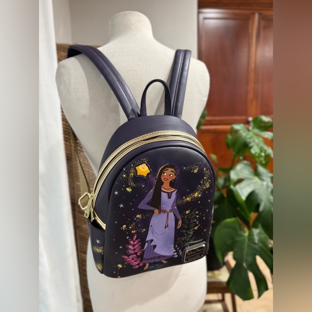 Disney Parks Asha Wish Mini Backpack Purple Gold Star Loungefly Style